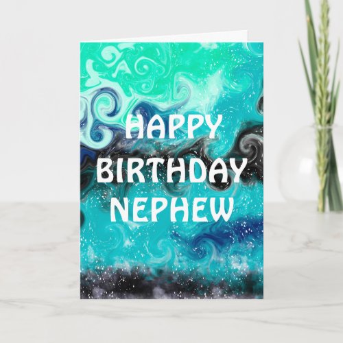 Happy Birthday Nephew | Blue, Teal and Black 