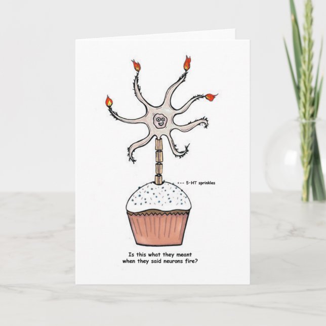 Happy Birthday Neuron Cupcake Card (Front)
