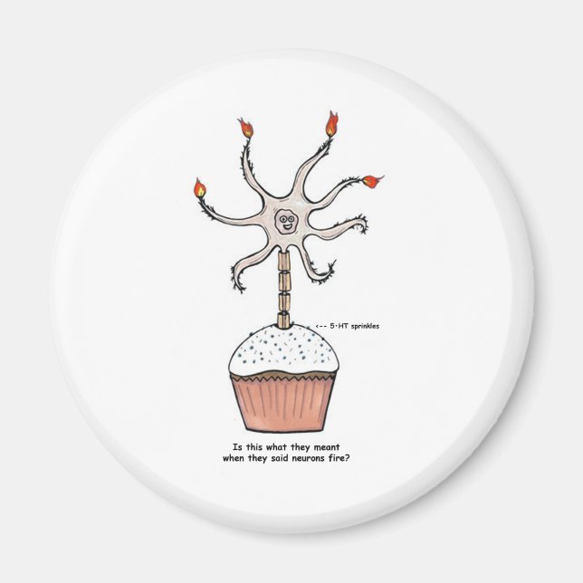 Happy Birthday Neuron Cupcake Magnet (Front)