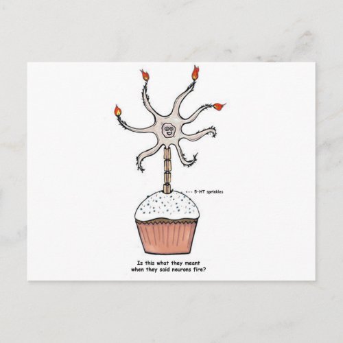 Happy Birthday Neuron Cupcake Postcard