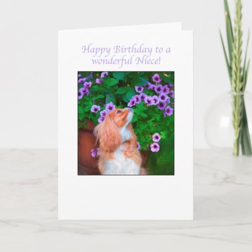 Happy Birthday Niece Cavalier King Charles Doggie Card