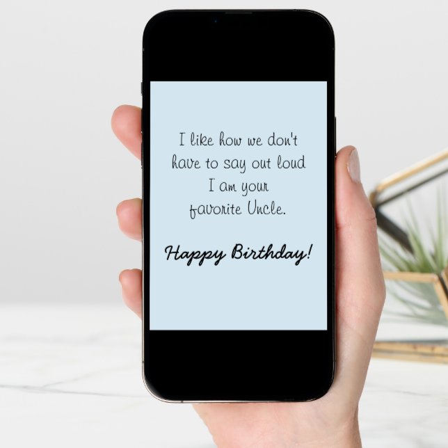 Happy Birthday Niece From Uncle Humor Funny Card (Front Digital)