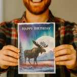 Happy Birthday Northern Lights Alaska Moose Card