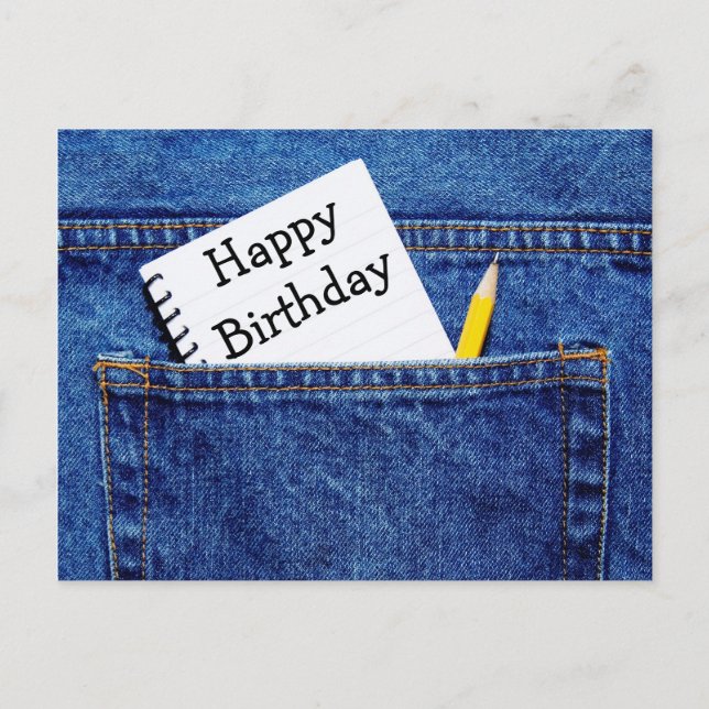 Happy Birthday Notebook in Pocket Postcard (Front)