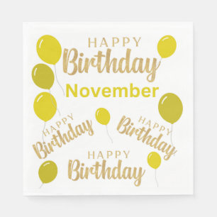 Happy birthday November birthdays Paper Napkin