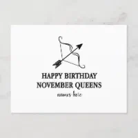 happy birthday november queen card personalized | Zazzle