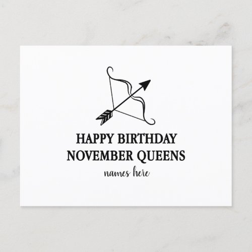 happy birthday november queen card personalized