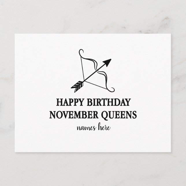 happy birthday november queen card personalized (Front)