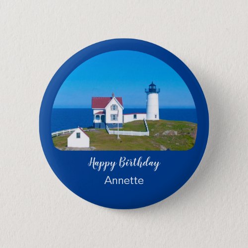 Happy Birthday Nubble Lighthouse  Button