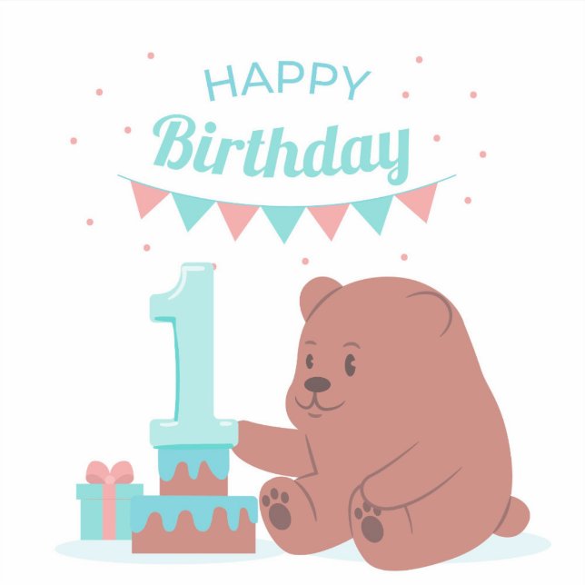 Happy Birthday Number One Sticker (Front)