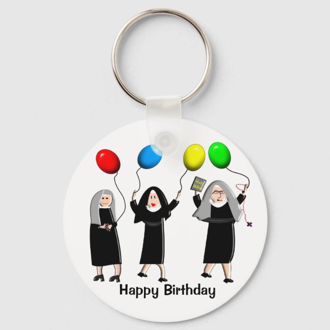Happy Birthday Nuns Keychain (Front)