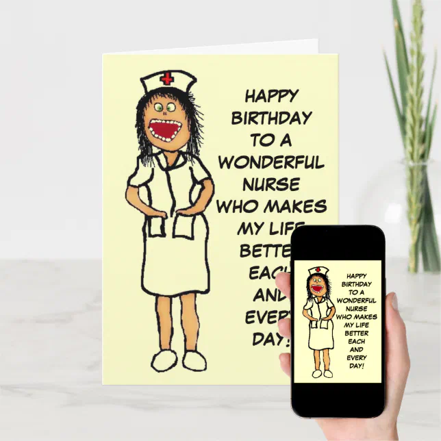 Happy Birthday Nurse Cartoon Card | Zazzle