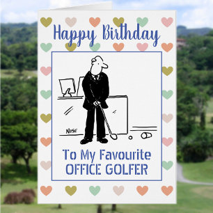 Happy Birthday Office Golfer Cards