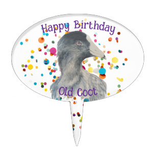 Happy Birthday Old Coot Over the Hill, Humor Cake Topper