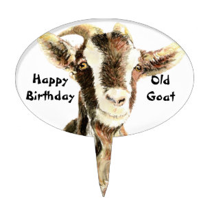 Happy Birthday Old Goat Humor Cake Topper
