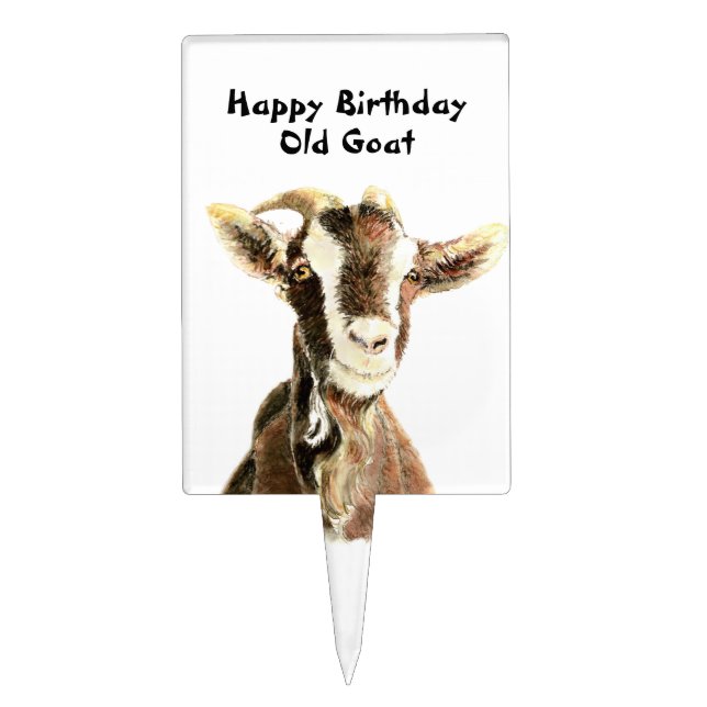 Happy Birthday Old Goat Humor Cake Topper (Front)