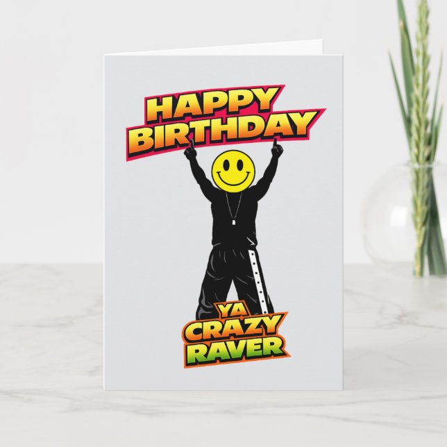 Happy Birthday Old Skool Raver Funny Joke card  (Front)