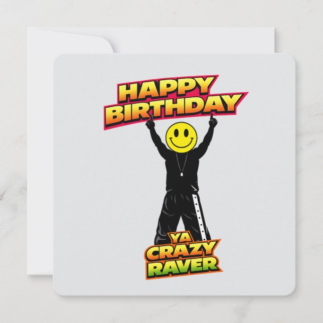 Happy Birthday Old Skool Raver Funny Joke card  (Front)