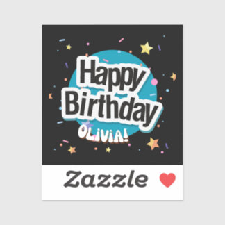 Happy Birthday Olivia Blue  Sticker