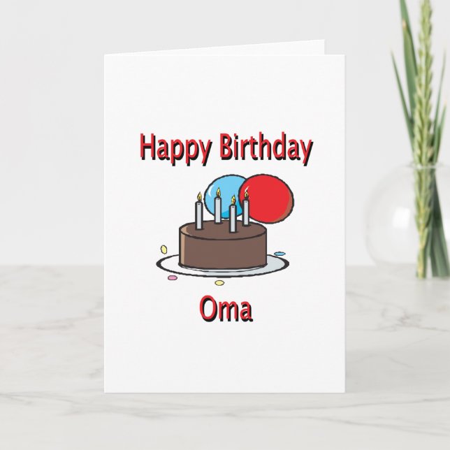 Happy Birthday Oma German Grandma Birthday Design Card (Front)