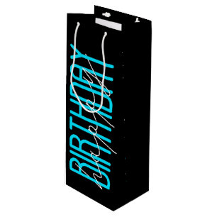 Happy Birthday On Black Wine Gift Bag