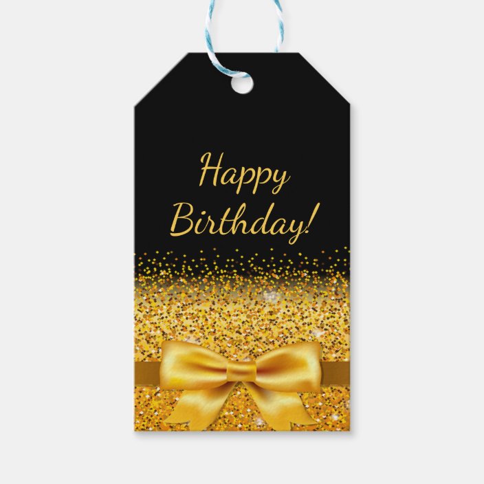 Happy Birthday On Black With Gold Bow Sparkle Gift Tags Zazzle Com These birthday greeting cards and birthday scraps are created keeping this in mind. happy birthday on black with gold bow sparkle gift tags zazzle com
