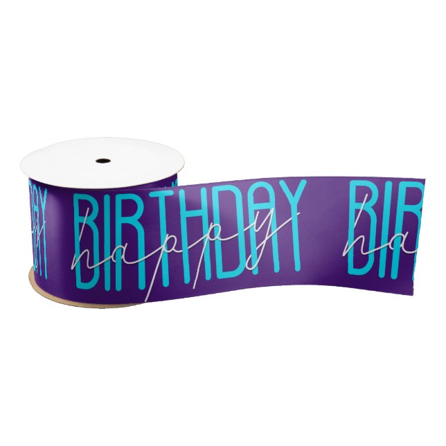 Happy Birthday On Purple Satin Ribbon (Spool)