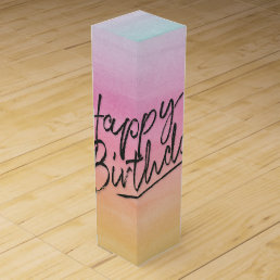 happy birthday on rainbow wine box
