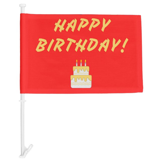Happy birthday on red car flag (Front)