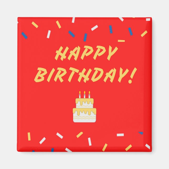 Happy birthday on red magnet (Front)