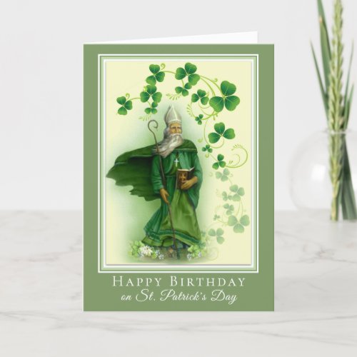Happy Birthday on  St Patricks Day Shamrocks Card