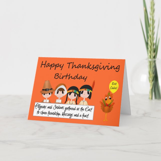 Happy Birthday On Thanksgiving Greeting Card (Front)
