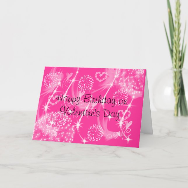 Happy Birthday on Valentine's Day Holiday Card (Front)