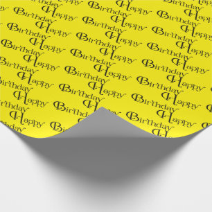 Happy Birthday on yellow Wrapping Paper