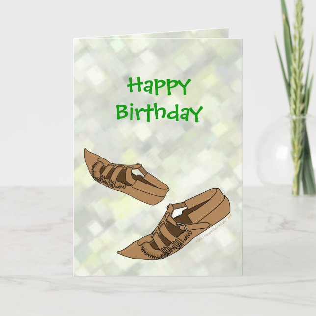 Happy Birthday Opanke Folk Dance Shoes for Dancers Card (Front)