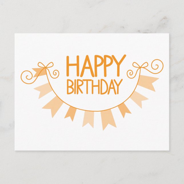 happy birthday orange bunting postcard (Front)
