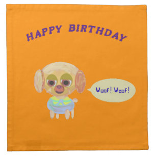 Happy Birthday Orange Cloth Napkin