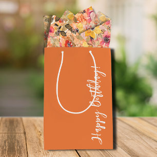 Happy Birthday Orange Medium Gift Bag