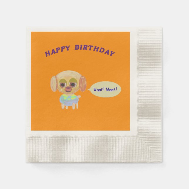 Happy Birthday Orange Napkins (Front)