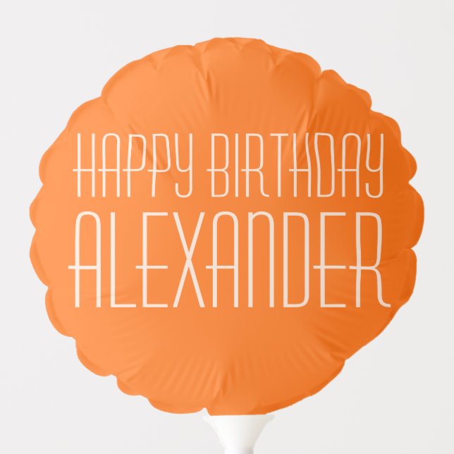 Happy Birthday Orange Personalized Balloon (Front)