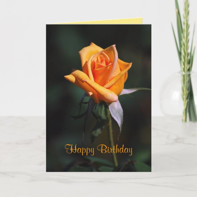 Happy Birthday Orange Rose Card (Front)