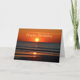 Happy Birthday Orange Sunrise on the Beach Card