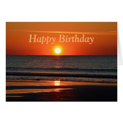 Happy Birthday Orange Sunrise on the Beach Card | Zazzle