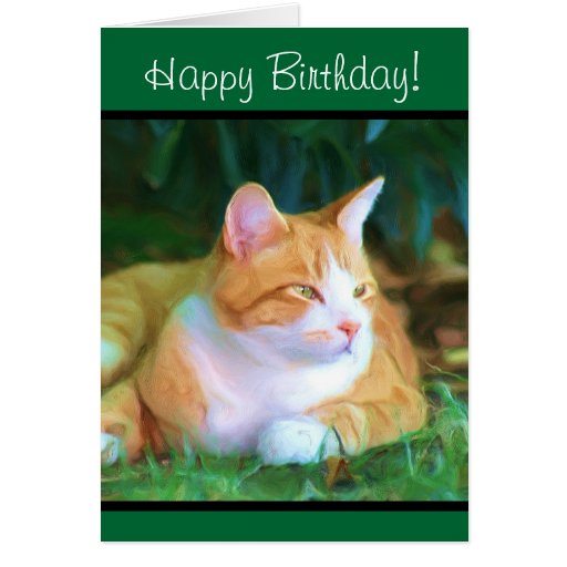 Happy Birthday Orange Tabby Cat greeting card | Zazzle