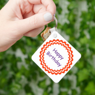 Happy birthday orange violet keychain