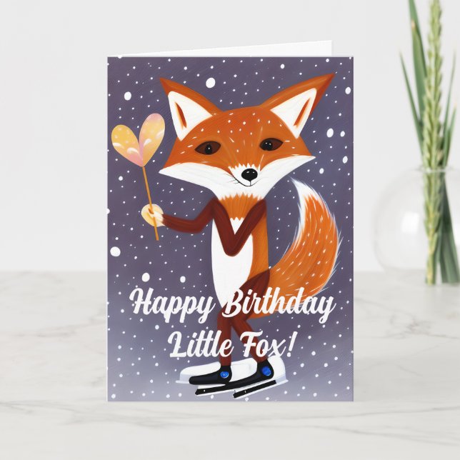 Happy Birthday Our Little Fox Holiday Card (Front)