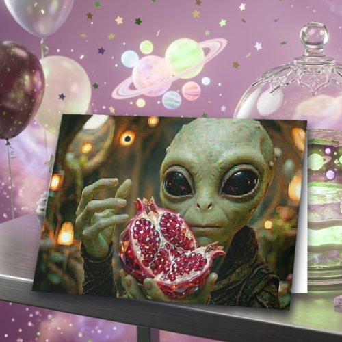 Happy Birthday  |  Out of this World Alien and Pom Card