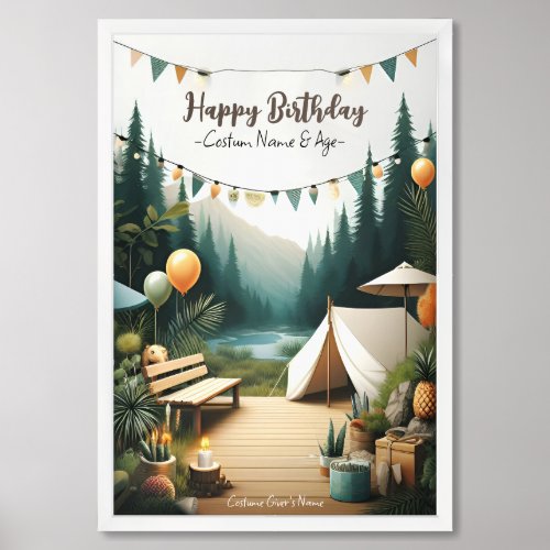Happy Birthday Outdoor Theme _ Templates Framed Art