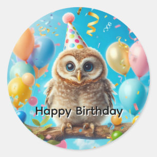 Happy Birthday Owl  Classic Round Sticker