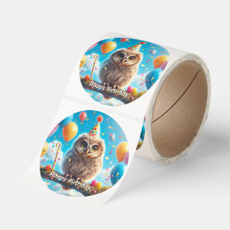 Happy Birthday Owl Classic Round Sticker
